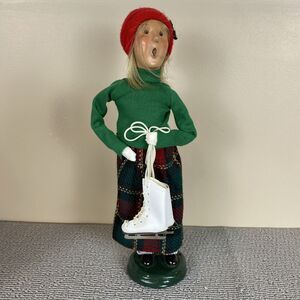 VTG 1998 Byers Choice Carolers Signed Limited Edition 13” Holding Ice Skates HTF